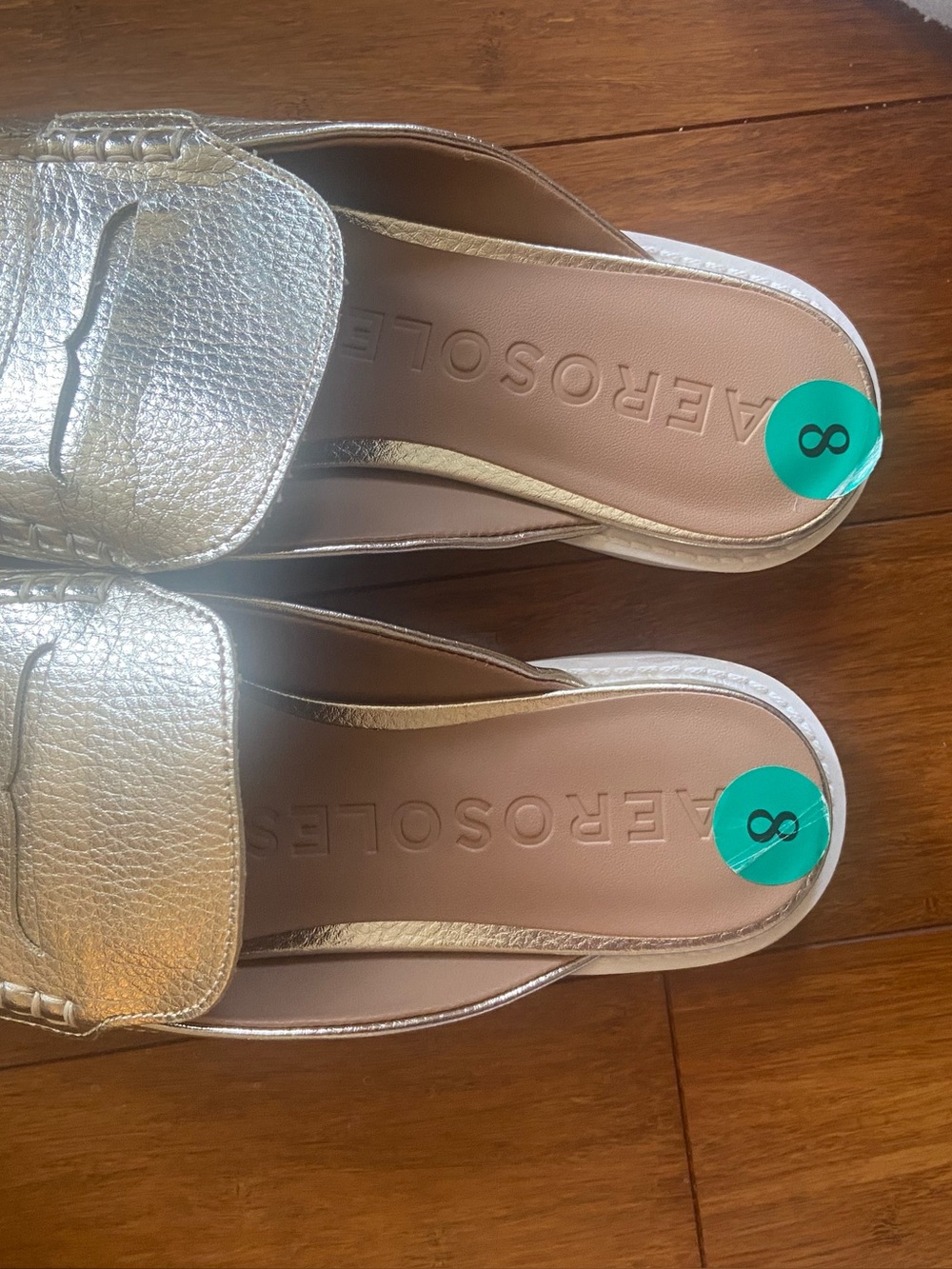 AEROSOLES Metallic Gold Slip-On Mules